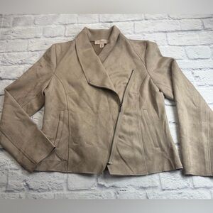 Anthropologie Philosophy Taupe Faux Suede Moto Jacket. Size M. Lightweight.